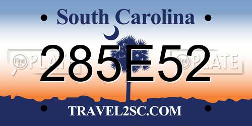285E52 South Carolina License Plate