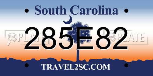 285E82 South Carolina License Plate