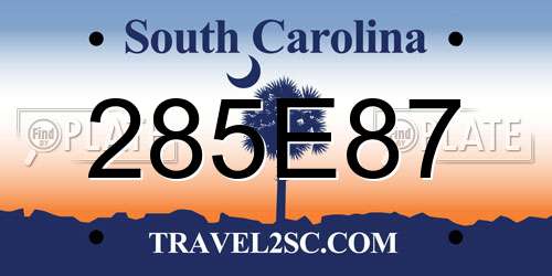 285E87 South Carolina License Plate