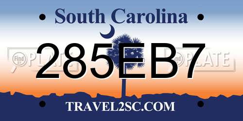 285EB7 South Carolina License Plate