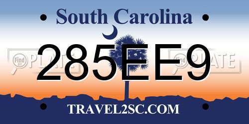 285EE9 South Carolina License Plate