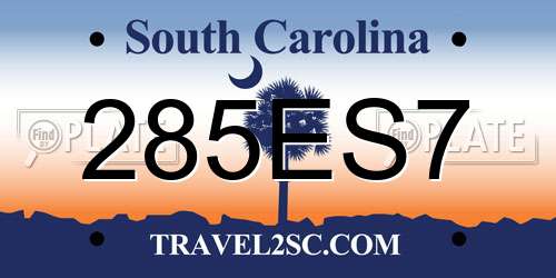 285ES7 South Carolina License Plate