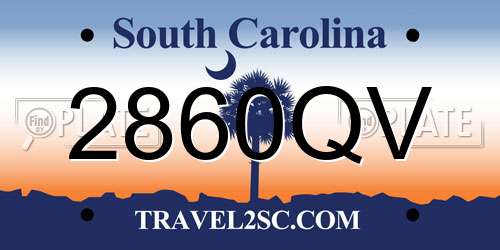 2860QV South Carolina License Plate
