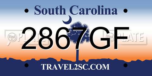 2867GF South Carolina License Plate