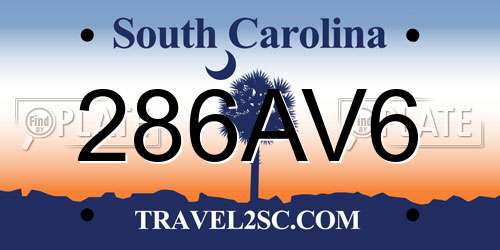 286AV6 South Carolina License Plate
