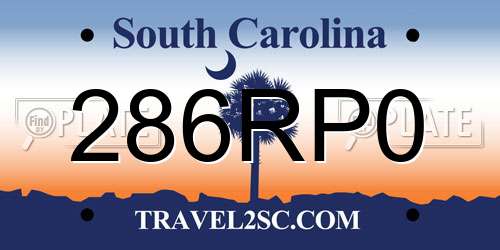 286RP0 South Carolina License Plate