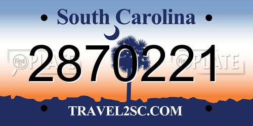 2870221 South Carolina License Plate