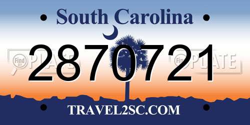 2870721 South Carolina License Plate