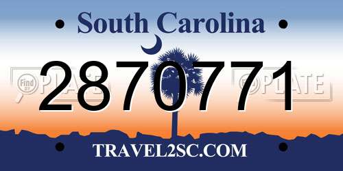 2870771 South Carolina License Plate