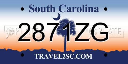 2871ZG South Carolina License Plate