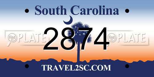 2874 South Carolina License Plate