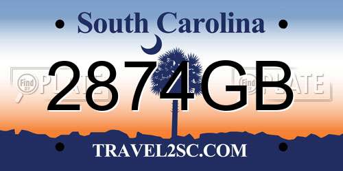 2874GB South Carolina License Plate