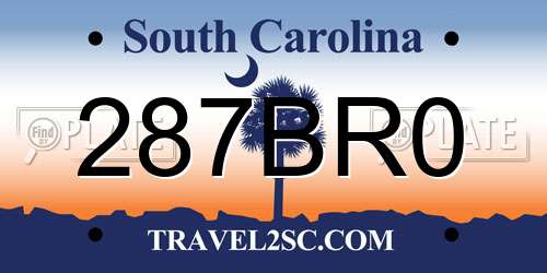 287BR0 South Carolina License Plate