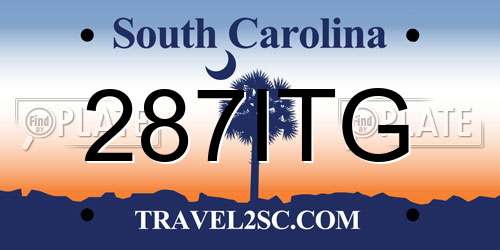 287ITG South Carolina License Plate
