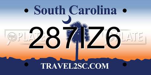 287IZ6 South Carolina License Plate