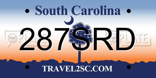 287SRD South Carolina License Plate