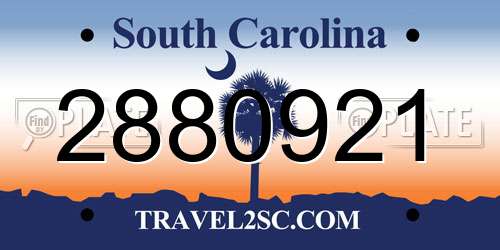 2880921 South Carolina License Plate