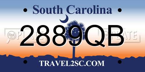 2889QB South Carolina License Plate