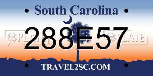 288E57 South Carolina License Plate