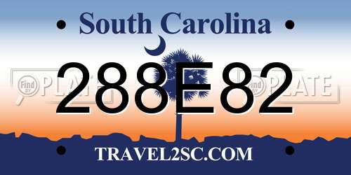288E82 South Carolina License Plate