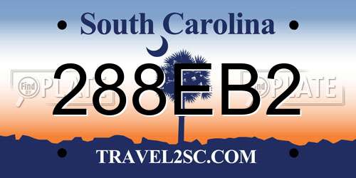 288EB2 South Carolina License Plate