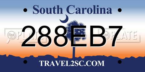 288EB7 South Carolina License Plate