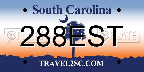 288EST South Carolina License Plate