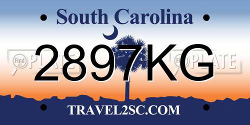 2897KG South Carolina License Plate