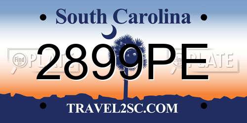 2899PE South Carolina License Plate