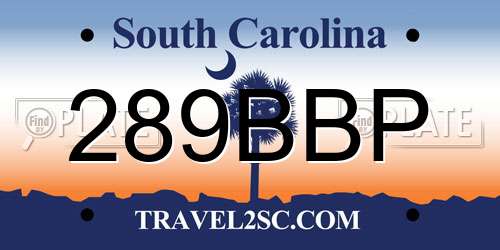 289BBP South Carolina License Plate