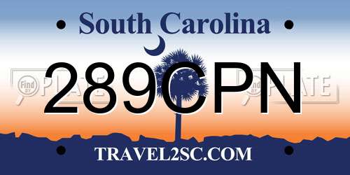 289CPN South Carolina License Plate