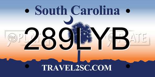 289LYB South Carolina License Plate