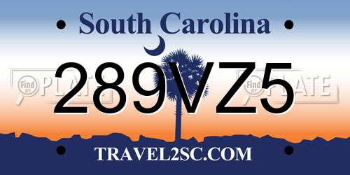 289VZ5 South Carolina License Plate