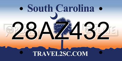 28AZ432 South Carolina License Plate