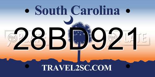 28BD921 South Carolina License Plate