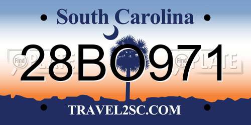 28BO971 South Carolina License Plate