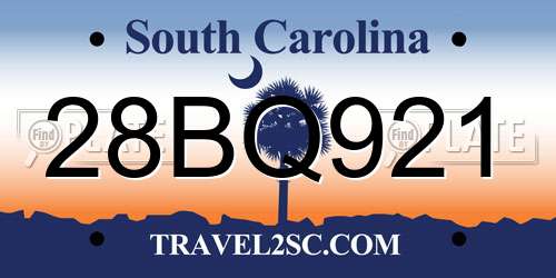 28BQ921 South Carolina License Plate