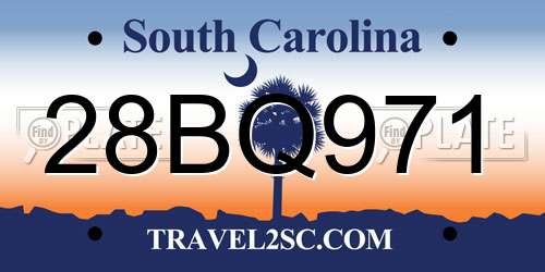 28BQ971 South Carolina License Plate