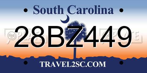 28BZ449 South Carolina License Plate