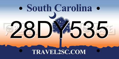 28DY535 South Carolina License Plate