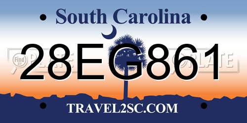 28EG861 South Carolina License Plate