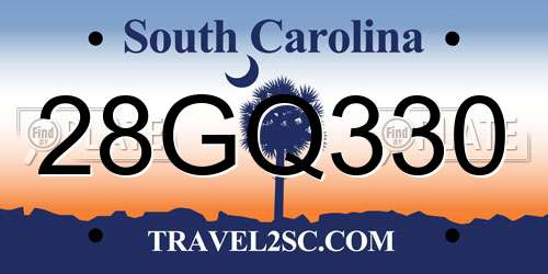 28GQ330 South Carolina License Plate