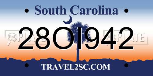 28OI942 South Carolina License Plate