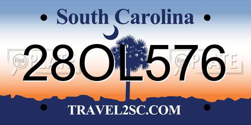 28OL576 South Carolina License Plate