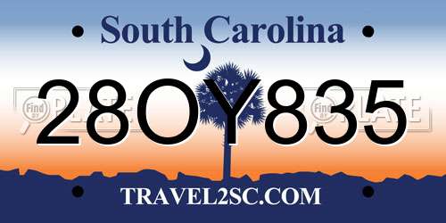 28OY835 South Carolina License Plate
