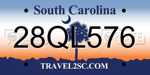 28QL576 South Carolina License Plate