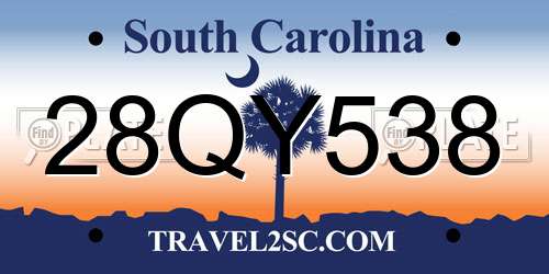 28QY538 South Carolina License Plate