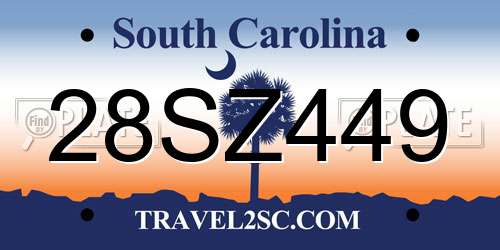 28SZ449 South Carolina License Plate
