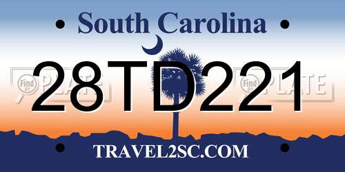 28TD221 South Carolina License Plate