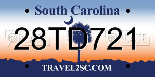 28TD721 South Carolina License Plate